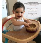 Finkolo Babyschale mit Saugnapf und Löffel aus natürlichem Bambus | Das Original 'Bambol' von Finkolo | Katzenform | Geschirr zum Lernen | Essens-Set
