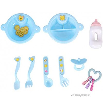 NUOBESTY Babypuppe Fütterungssets Puppe Fütterung Und Wechselndes Zubehör mit Schnullergabel Schüssel Milchflasche Nippel Spielzeug