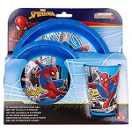 Stor 3-teiliges Set Teller Schüssel und Becher Easy 260 ml Spiderman Streets einzigartig Standard