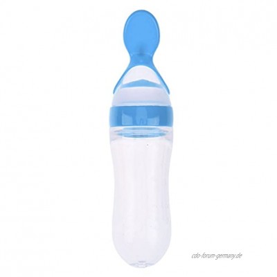 90ml Silikon Squeeze Feeding Flasche mit Löffel Säuglingspackung Squeeze Babynahrung Spending Löffel Blau