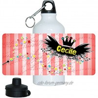 Eurofoto Trinkflasche mit Namen Cecile und schönem Zauber-Motiv für Mädchen aus Aluminium