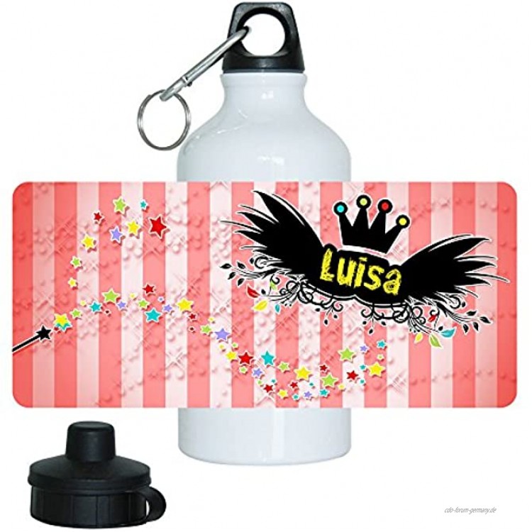 Eurofoto Trinkflasche mit Namen Luisa und schönem Zauber-Motiv für Mädchen aus Aluminium