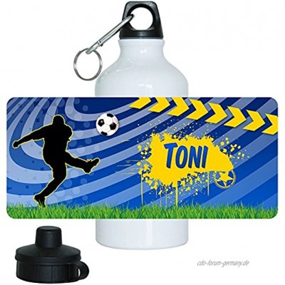Eurofoto Trinkflasche mit Namen Toni und schönem Fußball-Motiv für Jungen aus Aluminium