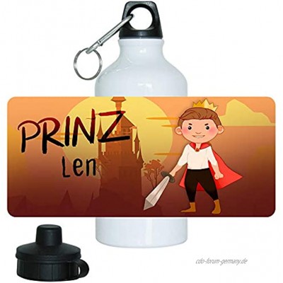 Eurofoto Trinkflasche Set mit Namen Len und Motiv mit Prinz und Burg für Jungen | Motiv-Trinkflasche | Kinder-Aluflasche