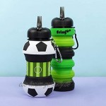 Fringoo Faltbare Silikon-Trinkflasche für Kinder 500 ml mit Karabinerhaken Auslaufsichere BPA-freie Reise-Sport-Trinkflasche Fußball Basketball