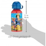 P:os 26358 Trinkflasche für Kinder aus Aluminium ca. 400 ml mit Feuerwehrmann Sam Motiv und goßer Füllöffnung bpa- und phthalatfrei