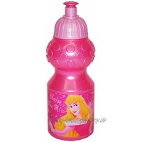 Trinkflasche Disney Prinzessin Flasche 350 ml auslaufsicher Kunststoff Plastikflasche für Kinder Fahrradflasche Mädchen Princess Belle Cinderell