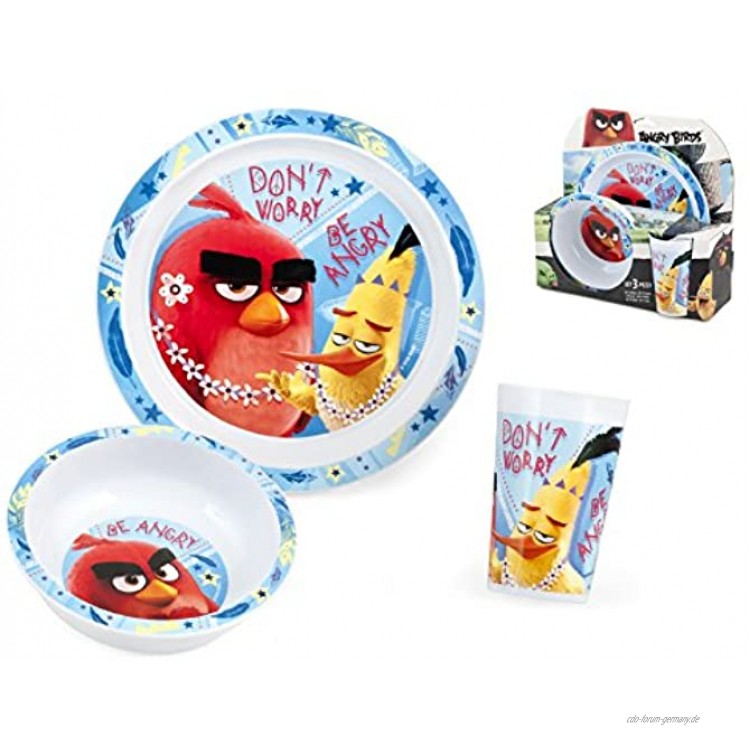 Lulabi Packung mit 3 Stück Kindern Pp Angry Birds Tischdekoration Melamin mehrfarbig
