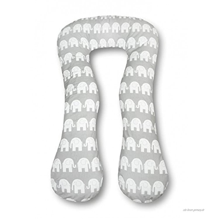 Amilian Schwangerschaftskissen zum Schlafen Lagerungskissen Seitenschläferkissen ink.Bezug Erwachsene Baby Bed universell groß Elefant grau TYP A pregnancy pillow bodypillow