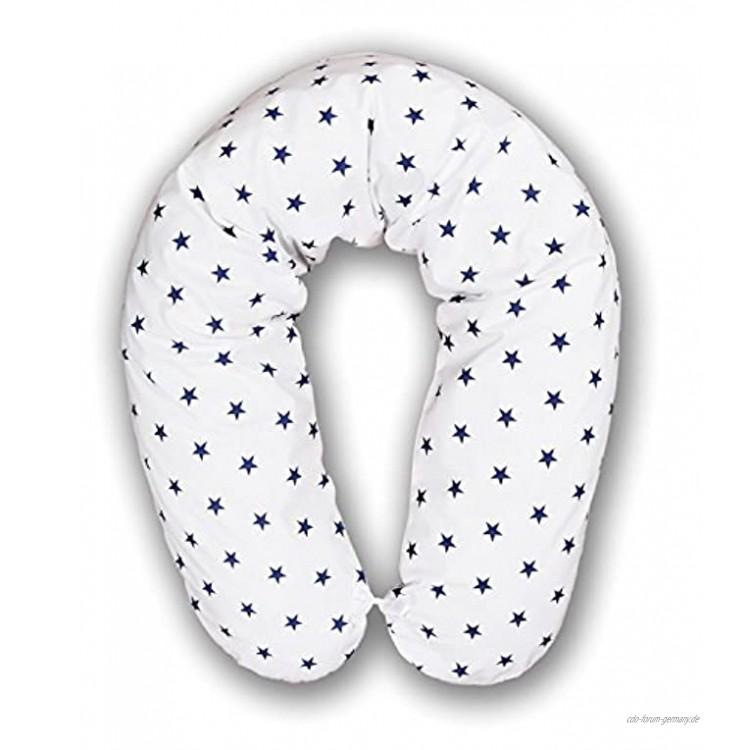 Amilian® XXL BEZUG für Stillkissen Baby Lagerungskissen Lang Seitenschläferkissen 170 cm A10 Sternchen Blau auf Weiß