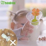 Haakaa Manuelle Milchpumpe mit Saugfuß und Silikon Blumenstopper Combo 4oz 100ml Orange