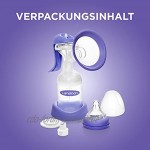 Lansinoh Handmilchpumpe sanftes und effektives Abpumpen 50552 Lila Transparent