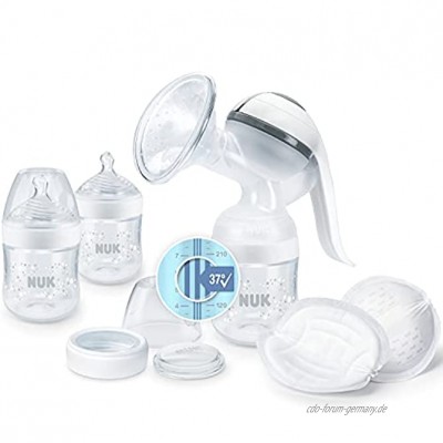 NUK Nature Sense Handmilchpumpe | Still-Set mit Handmilchpumpe Babyflaschen & Ultra Dry Comfort Stilleinlagen | 6 Stück