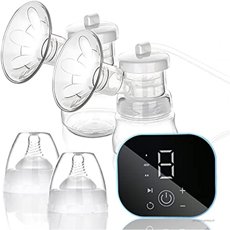 Rotemion Doppel-Elektronische Milchpumpe Tragbare Brustpumpe mit LED Touchscreen Leise Wiederaufladbare Verstellbare Stillpumpe Schmerzfrei 3 Modi 9 Stufen BPA-frei Starkem Saugkraft Brustmassage