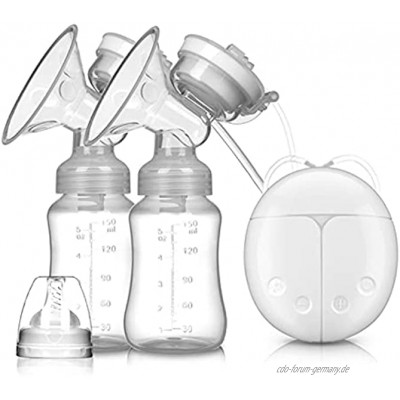 WUBAILI Tragbare Elektrische Milchpumpe Dual-Stillpumpe Mit 2 Modi 8 Stufen BPA-Frei Wiederaufladbare Muttermilchpumpe Mit 2 Stück Milchflaschen