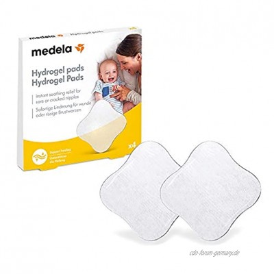 Medela Hydrogel Pads – Sofortige Linderung und Kühlung bei wunden Brustwarzen – Wiederverwendbar – Packung mit 4 einzeln verpackten sterilen Pads