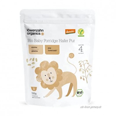 Löwenzahn Organics PRG-201-01 Demeter Baby Porridge Hafer Pur 4+ Monate gelb 150 g