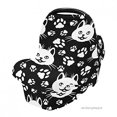 Mnsruu Baby Stilldecke für Stillen Katzengesichter Babysitzbezug Hochstuhlbezug Einkaufswagen-Abdeckung