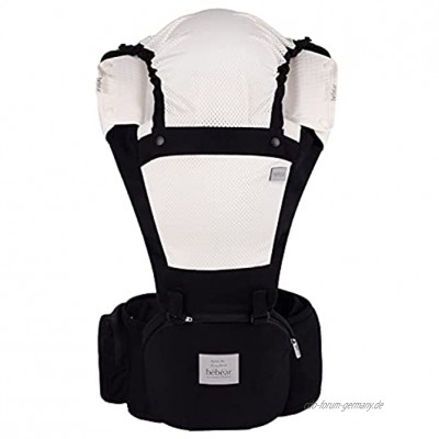 Bebamour Babytrage für 0-36 Monate atmungsaktiver Babytrage-Rucksack für Neugeborene bis Kleinkinder nach Sicherheitsstandard zugelassen ergonomischer Baby-Hüftsitz 6 in 1 Fronttrage Black