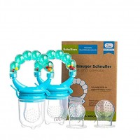 Baby Fruchtsauger Schnuller für Obst und Gemüse Aus Premium Silikon zu 100% BPA-frei Fruchtschnuller Set Blau