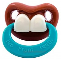 Billy Bob Pacifiers Two Front Teeth with Ring lustiger Baby-Schnuller mit Hasenzähnen 2 Vorderzähne Zwei Zähne Fun-Schnuller für Karneval & Halloween
