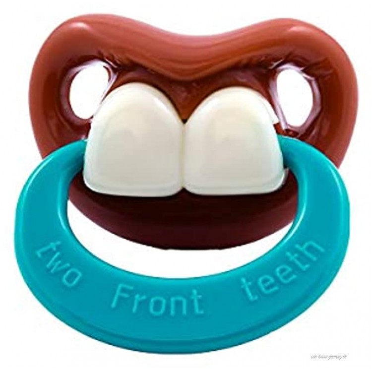 Billy Bob Pacifiers Two Front Teeth with Ring lustiger Baby-Schnuller mit Hasenzähnen 2 Vorderzähne Zwei Zähne Fun-Schnuller für Karneval & Halloween
