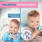 EISBÄRG ® Fruchtsauger [2er] Set für Baby & Kleinkind Fruchtschnuller Beißring blau + rosa – BPA-frei für Obst und Gemüse mit ergonomischem Griff