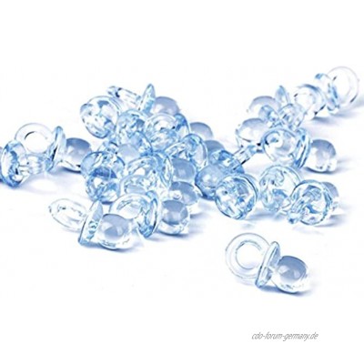 Homiki Mini-Schnuller für Babyparty Taufe Schnuller Charme Kristallanhänger 50 Stück Kunststoff blau Klein