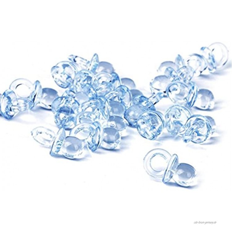 Homiki Mini-Schnuller für Babyparty Taufe Schnuller Charme Kristallanhänger 50 Stück Kunststoff blau Klein