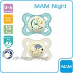 MAM Day & Night LATEX Boy Schnuller 0-6 Naturlatex 4er Set inkl. 2 Sterilisiertrasportboxen