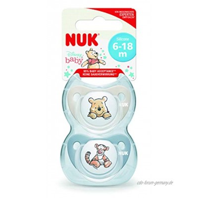 NUK Disney Baby Schnuller ,6-18 Monate  Silikon Schnuller  BPA-frei  Winnie the Pooh  2 Stück,Verschiedene Modelle