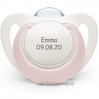 NUK Genius Schnuller mit personalisierter Gravur Silikon kiefergerecht BPA-frei rosa Silikon 18-36 Monate