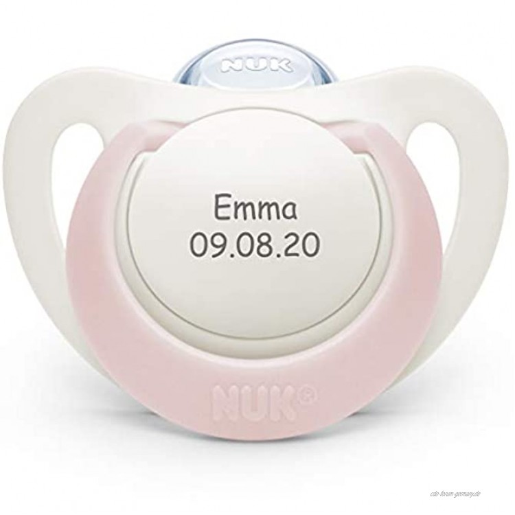 NUK Genius Schnuller mit personalisierter Gravur Silikon kiefergerecht BPA-frei rosa Silikon 18-36 Monate