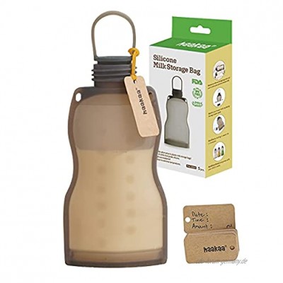 Haakaa Silikon Milch Aufbewahrungstasche Muttermilch Aufbewahrungsbeutel Muttermilchbehälter Wiederverwendbare Muttermilchbeutel zum Stillen lebensmittelechtes Silikon BPA-frei 260 ml 1 Stück