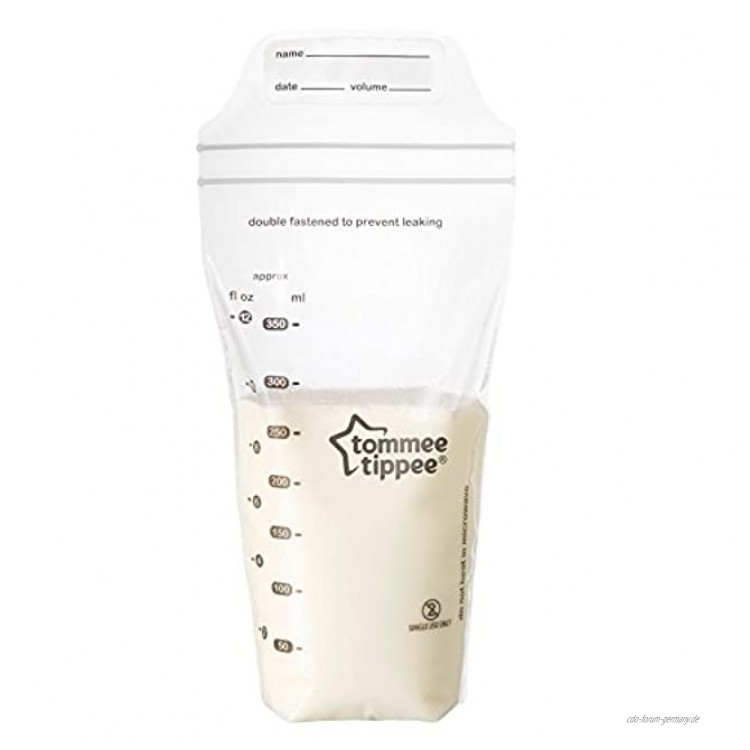 Tommee Tippee Closer to Nature 36 vorsterilisierte Muttermilchbeutel auslaufsicher 350ml Fassungsvermögen