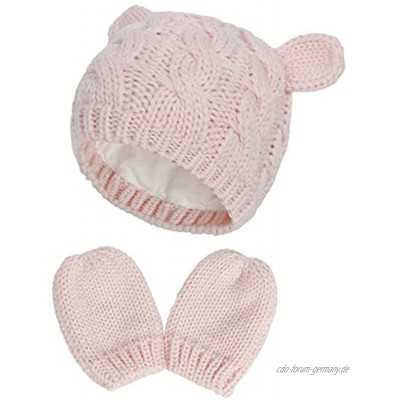Vokmon Baby-Kappen-Ear Unisex Baby Handschuhe Ohr-Baby-Kappen Handschuhe Warming Newborn Kopf Schal Handschuhe Set S 0-3 Monate Rosa