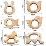 6 Stück Holz Baby Beißring Spielzeug Holz Zahnen Ring Baby Kinderkrankheiten Ring Vogel Elefant Eichhörnchen Fisch Halskette Armband DIY Zubehör
