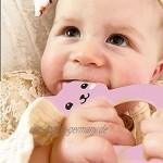 Baby Beißring Kühlend Junge Mädchen Silikon Beißring für Babys BPA Free Fördert Sehsinn Motorik Kühlbeißring Wasserkühlteil mit Griff zur Zahnungshilfe Massage Babyspielzeug ab 3+ Monate Rosa