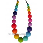 Baby Zahnungshilfe Perlen Halskette aus 21 Silikon Perlen im Regenbogen Design – Geschenk für Schwangere und Stillen Kette – Baby Silikon Kette in sorgsamer Handarbeit gefertigt von MilkMama