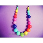 Baby Zahnungshilfe Perlen Halskette aus 21 Silikon Perlen im Regenbogen Design – Geschenk für Schwangere und Stillen Kette – Baby Silikon Kette in sorgsamer Handarbeit gefertigt von MilkMama