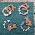 Beißring mit Namen Personalisiert Baby Zahnen Nursing Zubehör Armband Blume Hölzern Ring Neutral Geschenk zum Säugling