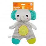 Bright Starts Snuggle & Teethe Plüschtier und Zahnungshilfe Elefant aus Knistermaterial zum Kuscheln Beißen und Spielen