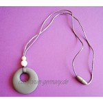 Halskette mit Beißanhänger aus Silikon und Perlen für zahnende Babys während des Stillens ohne BPA handgefertigt von MilkMama 5 Farben Grau