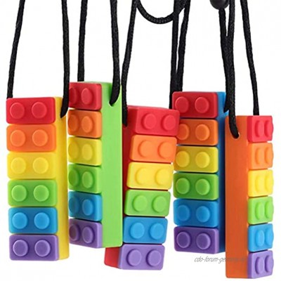 Yeglg 5 x sensorische Kau-Halskette sensorisches Spielzeug für Autismus-Kinder oder Babys ab 3 Monaten ungiftiges Kau-Halskette für Kinder zum Zahnen von Autistik Angstzuständen