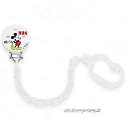 NUK Disney Mickey Mouse Saugerkette mit Clip zur sicheren Befestigung des Schnullers an Baby‘s Kleidung 1 Stück Farbe nicht frei wählbar
