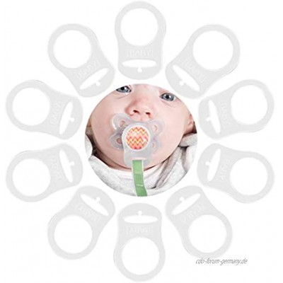 TankerStreet 10 Stück Silikonring Adapter Baby Ring Adapter für Schnullerketten Klar Silikon-Button Stil Schnalle Halterungen den Fall Verhindern Transparent