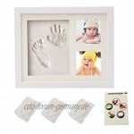 Baby Handabdruck und Fußabdruck Bilderrahmen DIY Set mit Lehm Holz Acrylglas Rahmen für Baby Kleinkinder als Andenken Geschenk von Discoball ca. 28x23cm