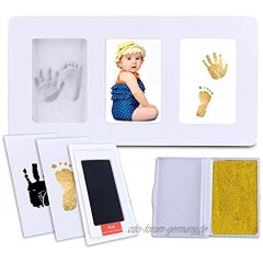 Baby Handprint Kit-Footprint Fotorahmen Kinderzimmer Bilderrahmen einzigartige Babyparty-Geschenke für die Registrierung ungiftig Acrylglas Guss- und Druck-Kits Weiß L-35 * 18cm
