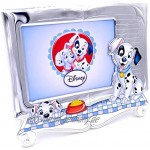 Disney Baby Bilderrahmen zum Hinstellen aus Silber 101 Dalmatiner-Design ideal für das Baby- oder Kinderzimmer perfekt als Geschenkidee zur Taufe oder zum Geburtstag farbiges 3D-Motiv