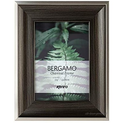 Kenro Bergamo BERG1318C Bilderrahmen Holzoptik 13 x 18 cm Dunkelgrau mit silberfarbenem Rand